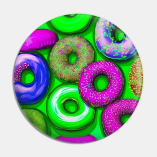 Colorful Donuts Green Pin