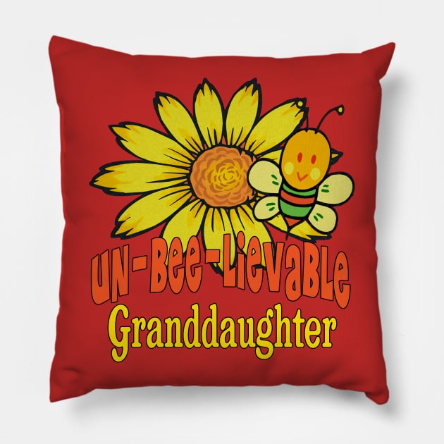 Unbelievable Granddaughter Sunflowers and Bees Pillow by FabulouslyFestive