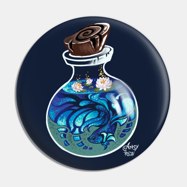 Indigo Beta Fish Potion Emblem Pin by Artsy Rew