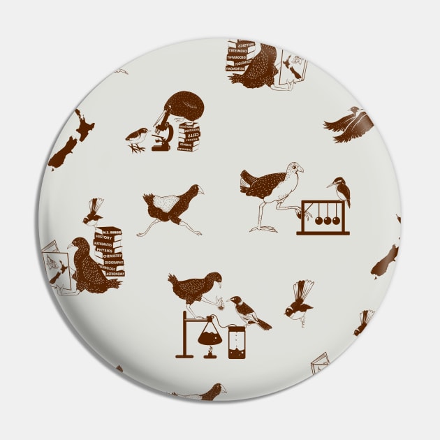 NZ Birds Science Pattern Pin by mailboxdisco
