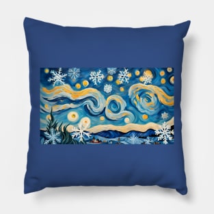 Snowflakes van Gogh Style Pillow