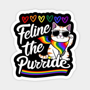 Purride Cat Lover Pride Month Gay Rights Rainbow Cat Magnet