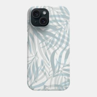 Digital palm leaves in pastel blue and grey Phone Case