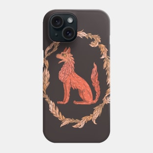 Red fire wolf in a floral wreath Phone Case