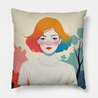 Woman in nature Pillow
