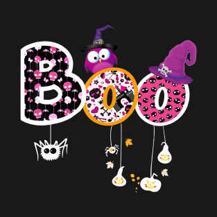 Boo Halloween Costume Spiders, Ghosts, Pumkin Witch Hat T-Shirt