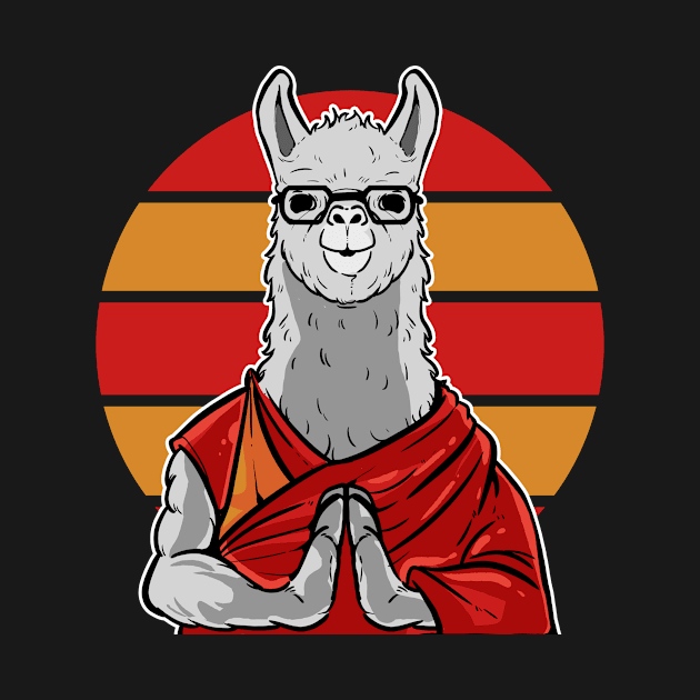 Retro Llama Vintage Alpaca Tibet Buddhist Namaste by amango