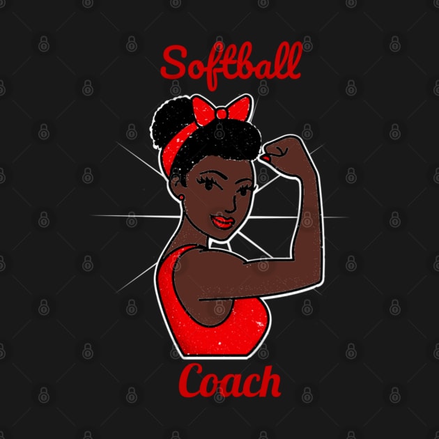 softball coach Black Woman Strong Retro Vintage Poster Style Art Work by DesignIndex