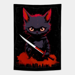 Cat of the Shadows: Halloween Night Stalker Tapestry