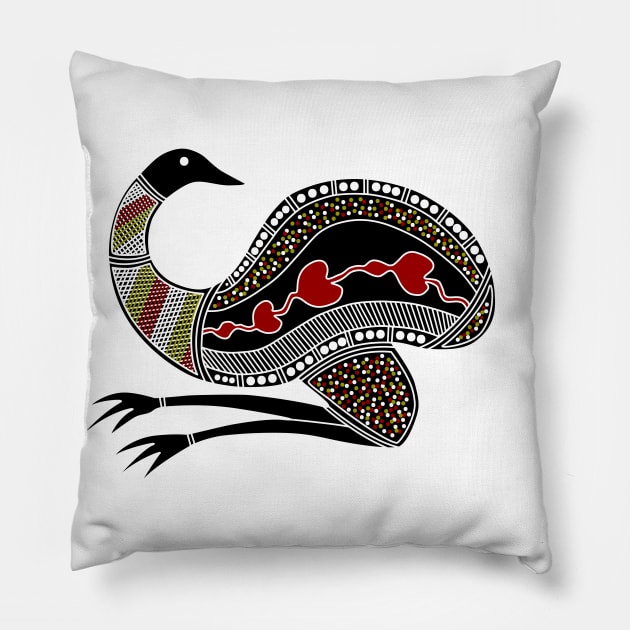 Aboriginal Art - Emu Red Pillow by hogartharts