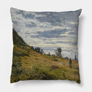 Walking on the Cliff of Sainte-Adresse by Claude Monet Pillow