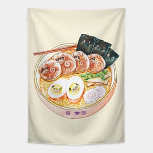 Ramen Pugs Watercolor Tapestry