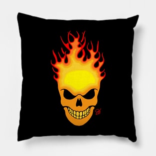 Skull on Fire Pillow