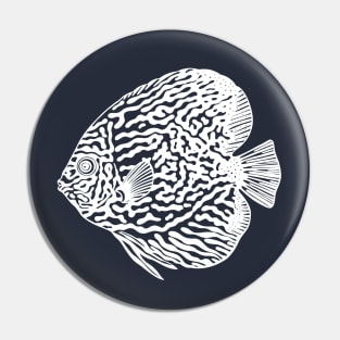 Discus Fish or Pompadour Fish - animal ink drawing Pin