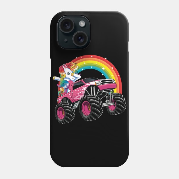 Dabbing Unicorn Monster Truck Birthday Party Gift Phone Case by HCMGift