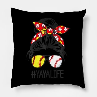 Womens  Life Softball Baseball Mothers Day Pillow