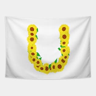 Sunflowers Initial Letter U (White Background) Tapestry