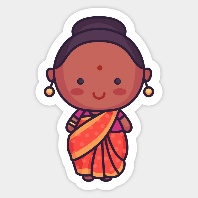 Cute Indian Bride in Traditional Clothing Cartoon - Kawaii Character - Sticker | TeePublic Cute Indian Bride in Traditional Clothing Cartoon - Kawaii Character - Sticker | TeePublic