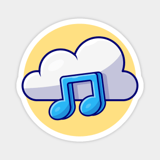 Cloud Music with Tune and Note of Music Cartoon Vector Icon Illustration Magnet
