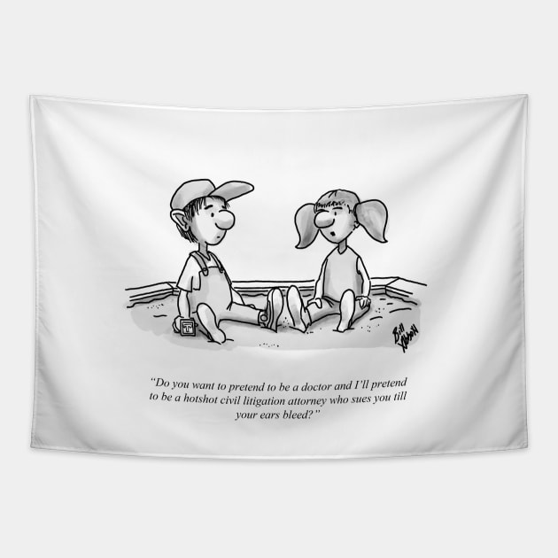 Classic Childhood Lawyer Cartoon Tapestry by abbottcartoons