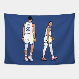 jordan poole looking at steph Tapestry