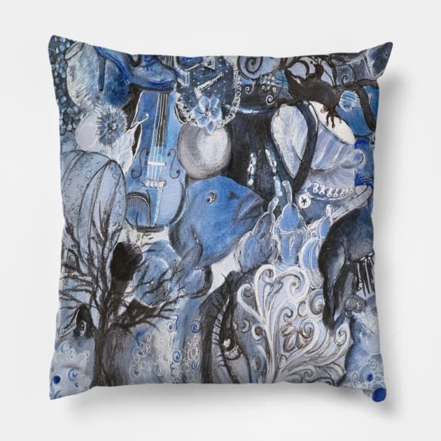 Searching Blue Pillow by WiseArtyAnswers