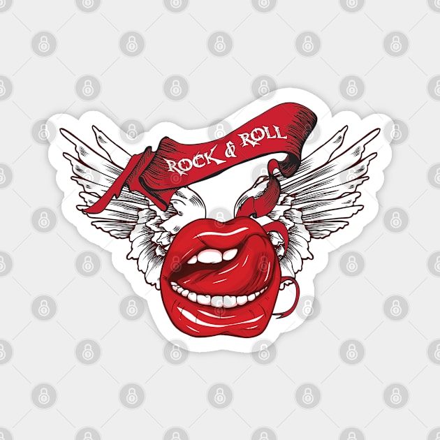 Rock n Roll Angel Lips Magnet by Ratherkool