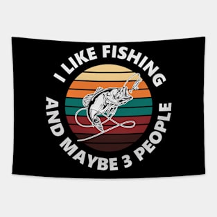 I Like Fishing And Maybe 3 People Retro Fisherman Tapestry