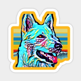 White Shepherd (turquoise artsy) Magnet