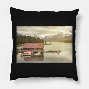 Maligne Lake Boathouse Pillow