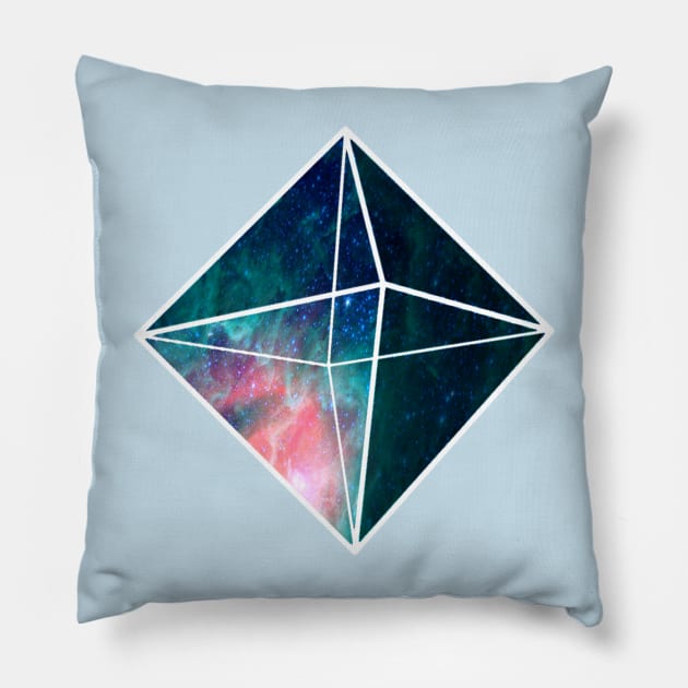 Starred sky geometry concept: a blue crystal heart Pillow by Blacklinesw9