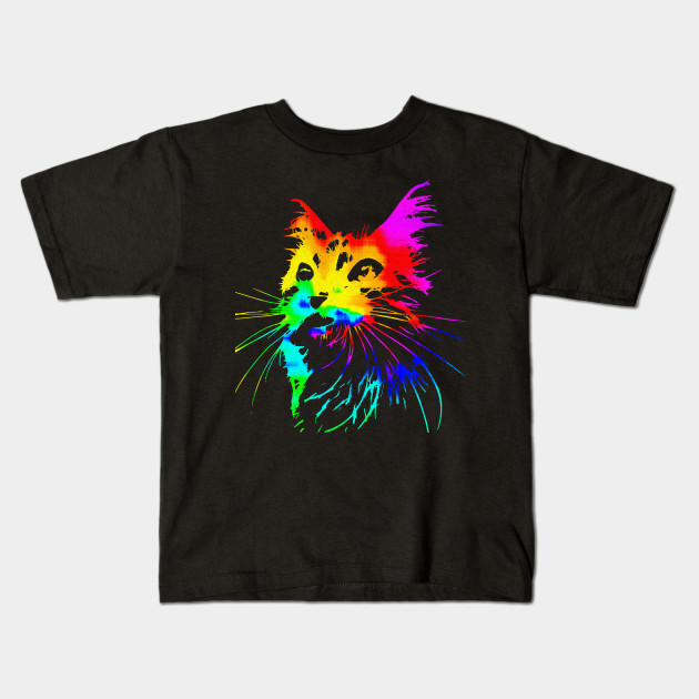Rainbow Tie Dye Cat Splash Art Cat Kids T Shirt Teepublic