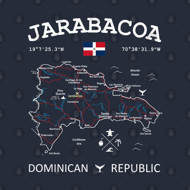 Jarabacoa Dominican Republic Flag Travel Map Coordinates GPS by French Salsa