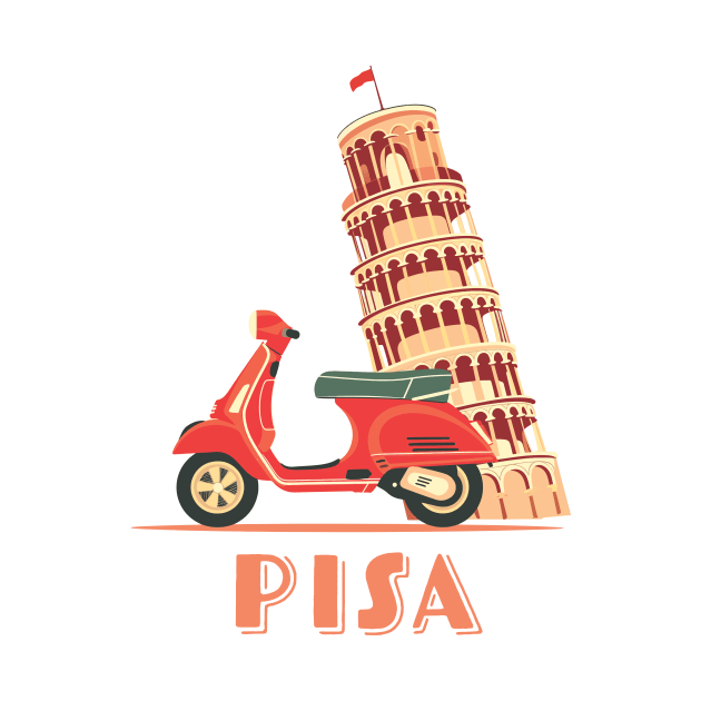 Pisa Tower Italy Scooter by Visual Arts Oasis