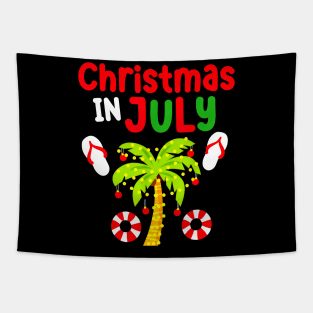 Funny Summer Vacation Christmas In July Flip Flops Tapestry