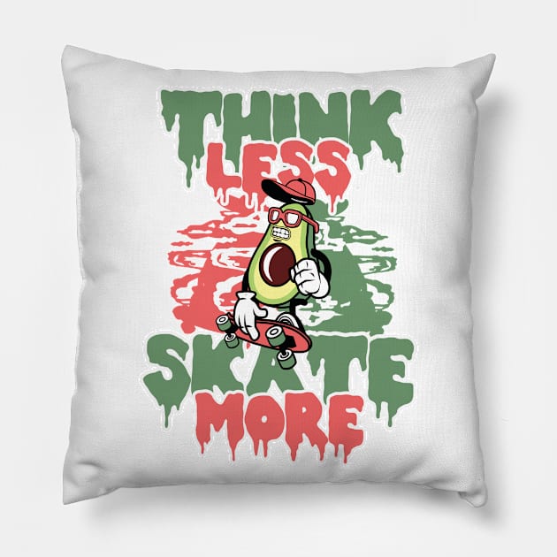 Skateboarder Skateboard Extreme Skater Avocado Pillow by ShirtyLife