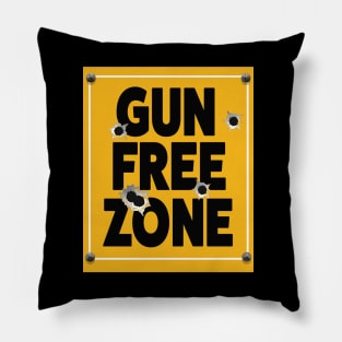 Bullet Riddled Gun Free Zone Sign Pillow