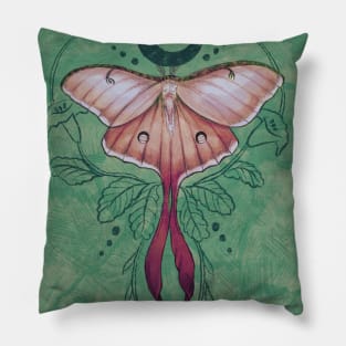 Vintage Luna Moth Artwork Pillow