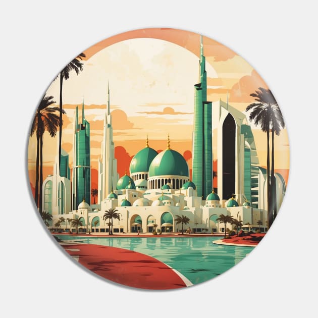 Abu Dhabi United Arab Emirates Vintage Travel Tourism Pin by TravelersGems