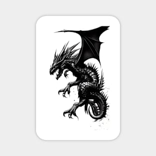 Dragon Black And White Fantasy Anime Magnet