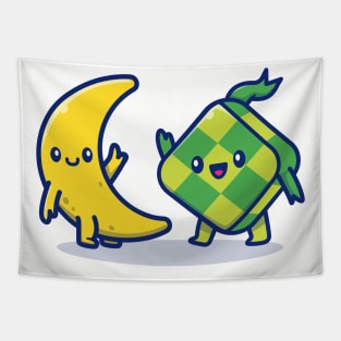 Cute Ketupat With Cute Moon Tapestry