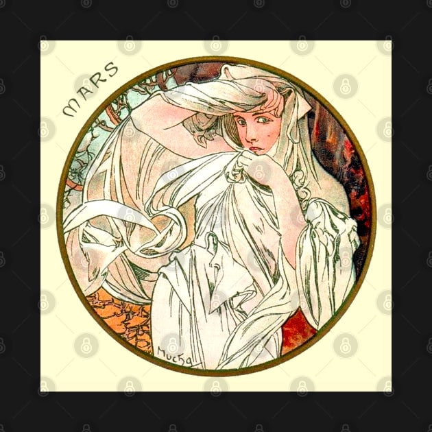 Art Nouveau March Calendar Alphonse Mucha by JoolyA