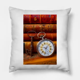 Classic Pocketwatch With old Books And Skeleton Key Pillow
