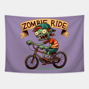 Zombie Ride - Zombie boy on bike Tapestry