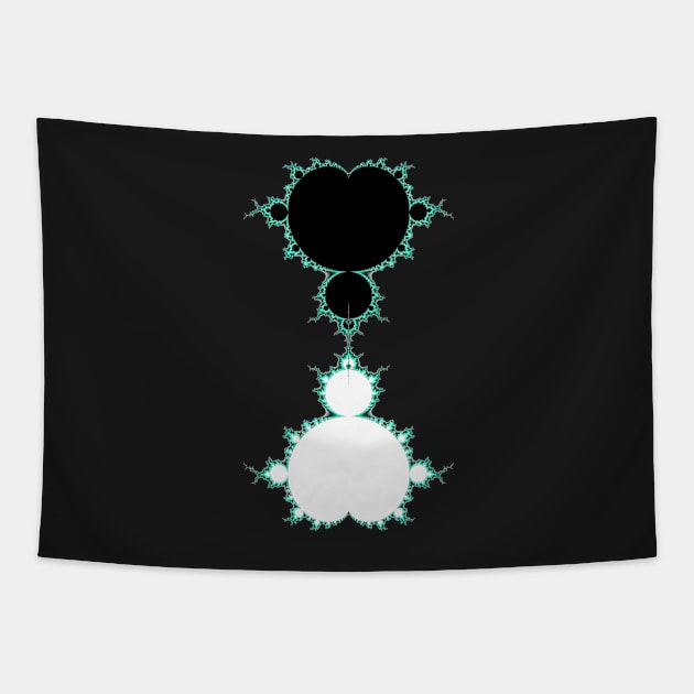 Exquisite Blue Green Mandelbrot - Black Tapestry by rupertrussell