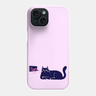 Blue not so happy cat Phone Case