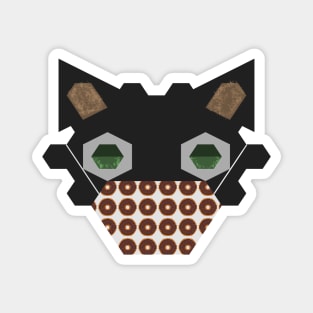 Black Cat Wearing Chocolate Donut Mask Magnet