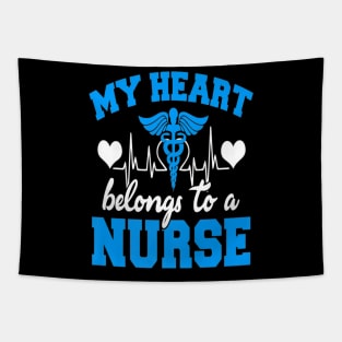 Funny My Heart Belongs To A Nurse Tshirt Tapestry