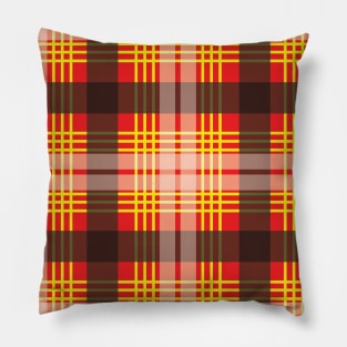 Red, Yellow, Black and White Scottish Tartan Style Design Pillow