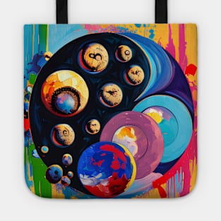 Moon phases with mushrooms abstract oil painting style Tote